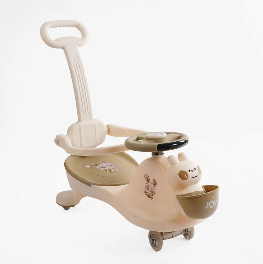 Каталка-толокар Joy колеса PU свет/музыка/защитный бампер/родительская ручка Бежевый (LD-821-52)