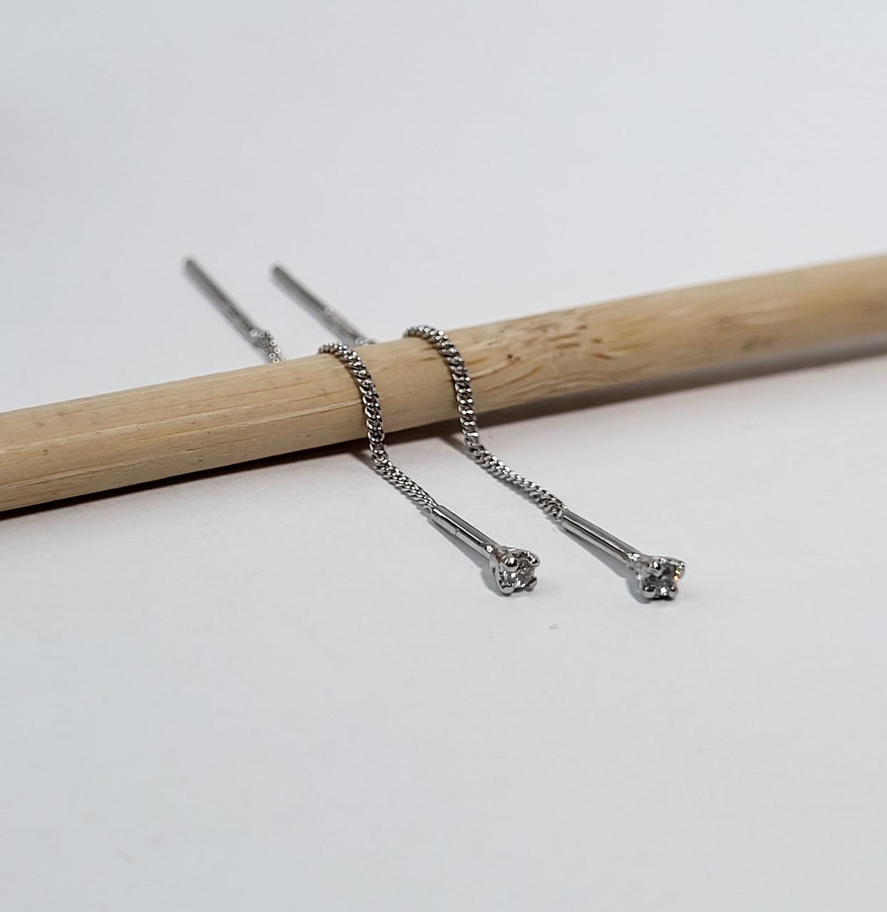 Серьги протяжки Камень из серебра 925 проба 2 мм 0,70 г (5371/1р)