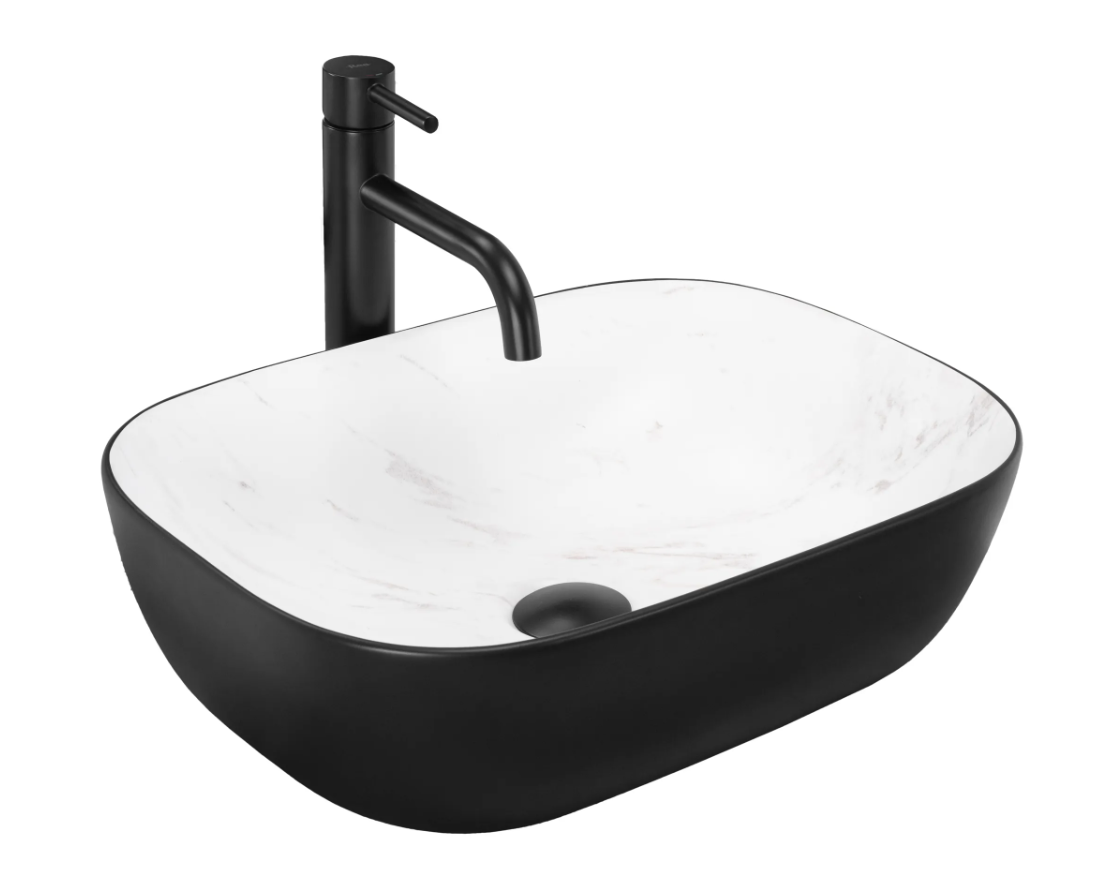 Умывальник накладной Rea BELINDA CALALA MAT Белый/Черный (Rea-U6759)