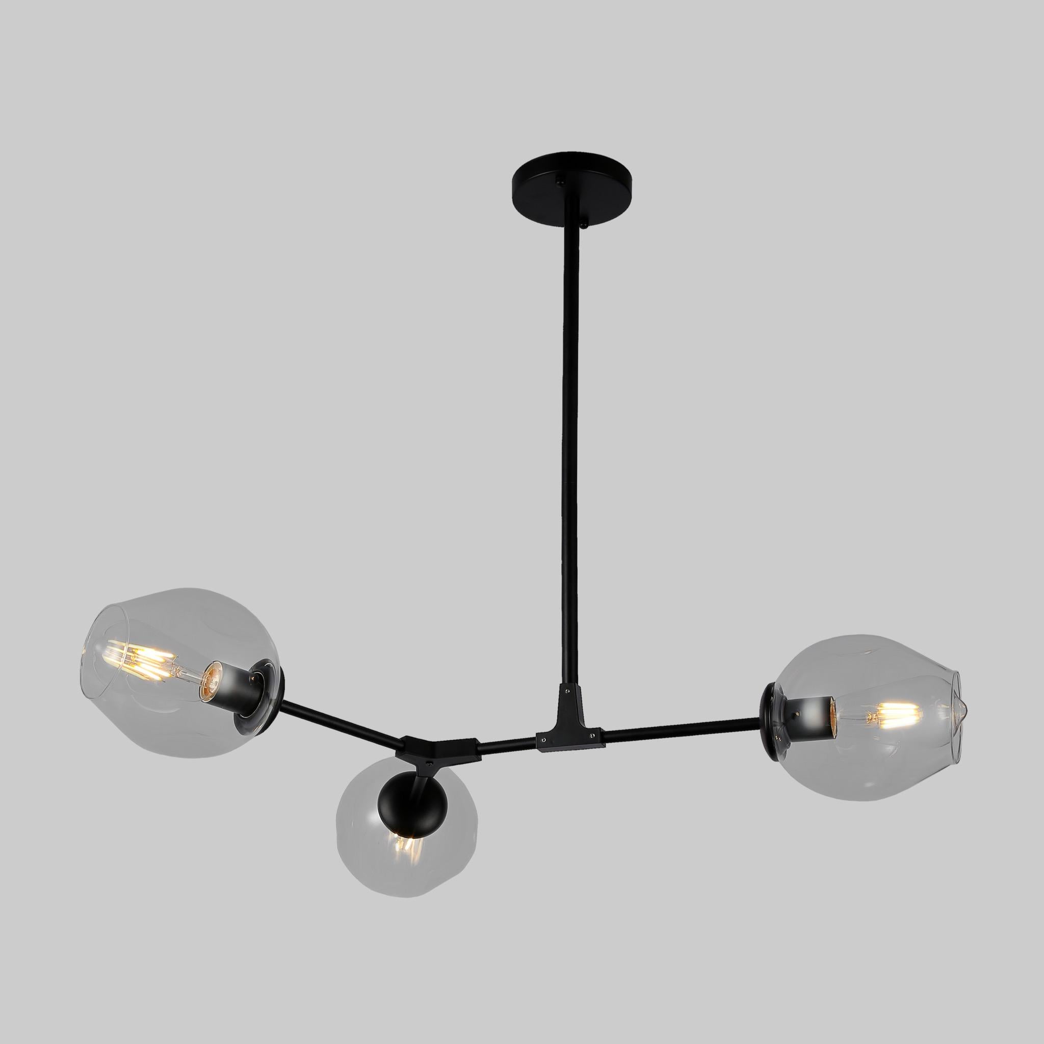 Люстра Molecule на 3 лампы с прозрачными плафонами Черный
