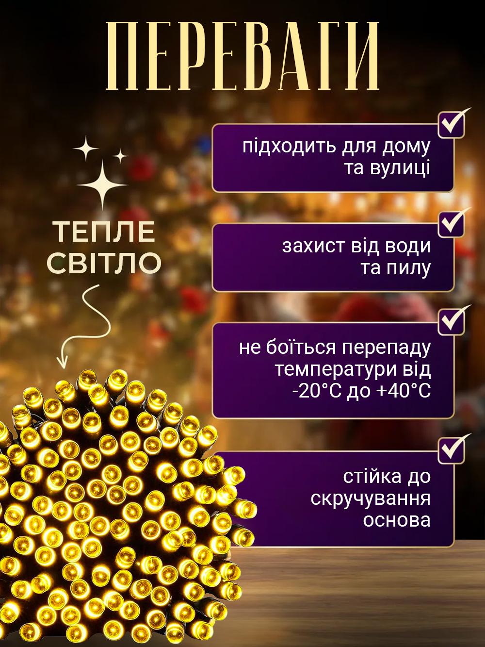 Гірлянда на сонячній панелі акумуляторна FOYU F52 LED 8 режимів роботи 100 ламп 10 м Жовтий (2d2bfa36) - фото 3 Гірлянда на сонячній панелі акумуляторна FOYU F52 LED 8 режимів роботи 100 ламп 10 м Жовтий (2d2bfa36) - фото 3