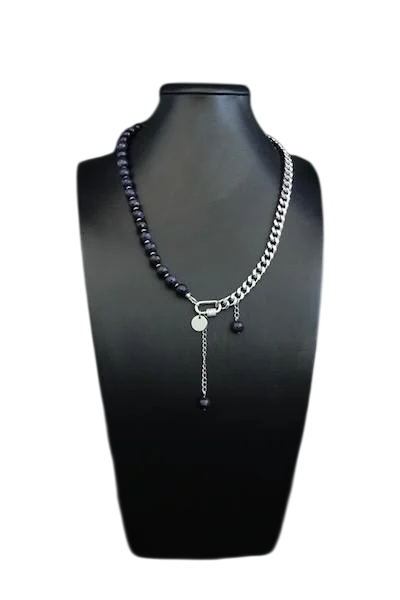 Кольє-ланцюжок з натуральним камінням авантюрин/гематит Евелін з підвісками ручна робота (NK-0078)