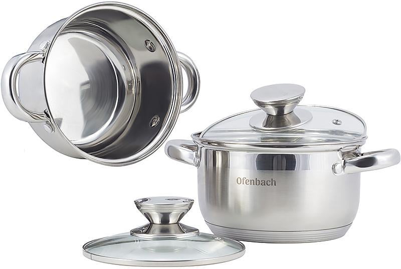 Набор кастрюль Ofenbach Hamburg из нержавеющей стали с 5-слойным индукционным дном 1,1/1,7л