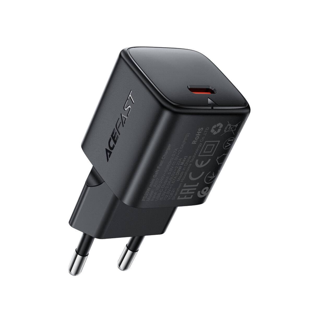 Зарядное устройство для Acefast A117 PD20W Mini GaN Type-C Fast Charger 3A Black (6974316284987) Зарядное устройство для Acefast A117 PD20W Mini GaN Type-C Fast Charger 3A Black (6974316284987)