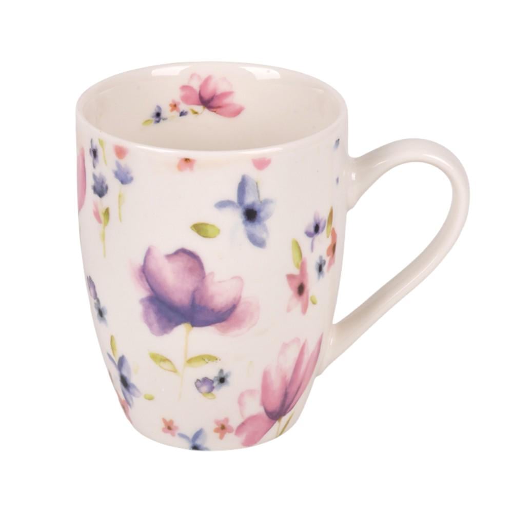 Чашка керамическая Flowers R35779 с цветочным рисунком 360 мл Розово-голубой (643783)