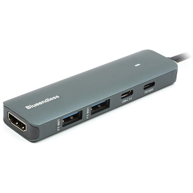 USB-хаб Blueendless USB Type-C 5в1 60W HDMI Grey (CA913435)
