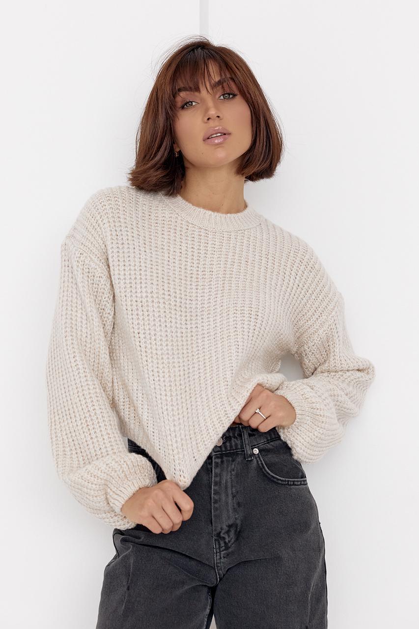 Джемпер вязаный короткий oversize L Бежевый (12313170) Джемпер вязаный короткий oversize L Бежевый (12313170)