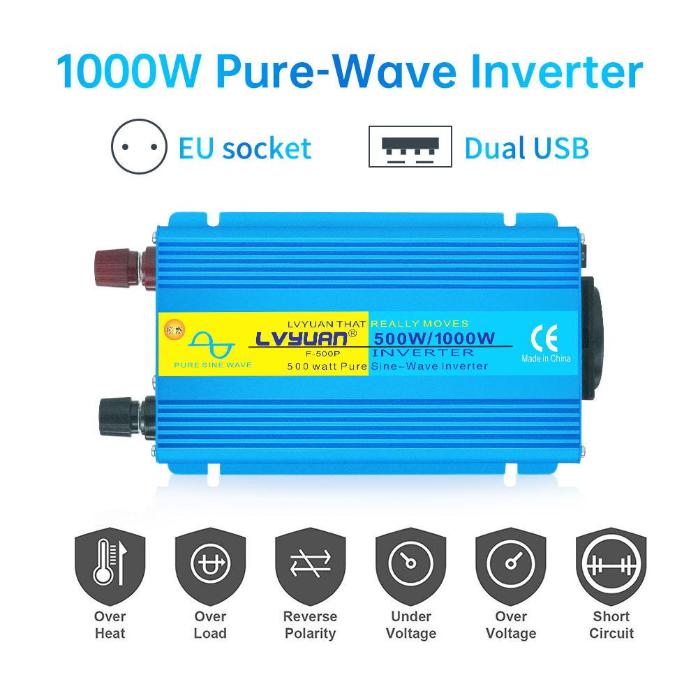 Інвертор LVYUAN 500W DC 12/1200W чистий синус (18881948) - фото 6