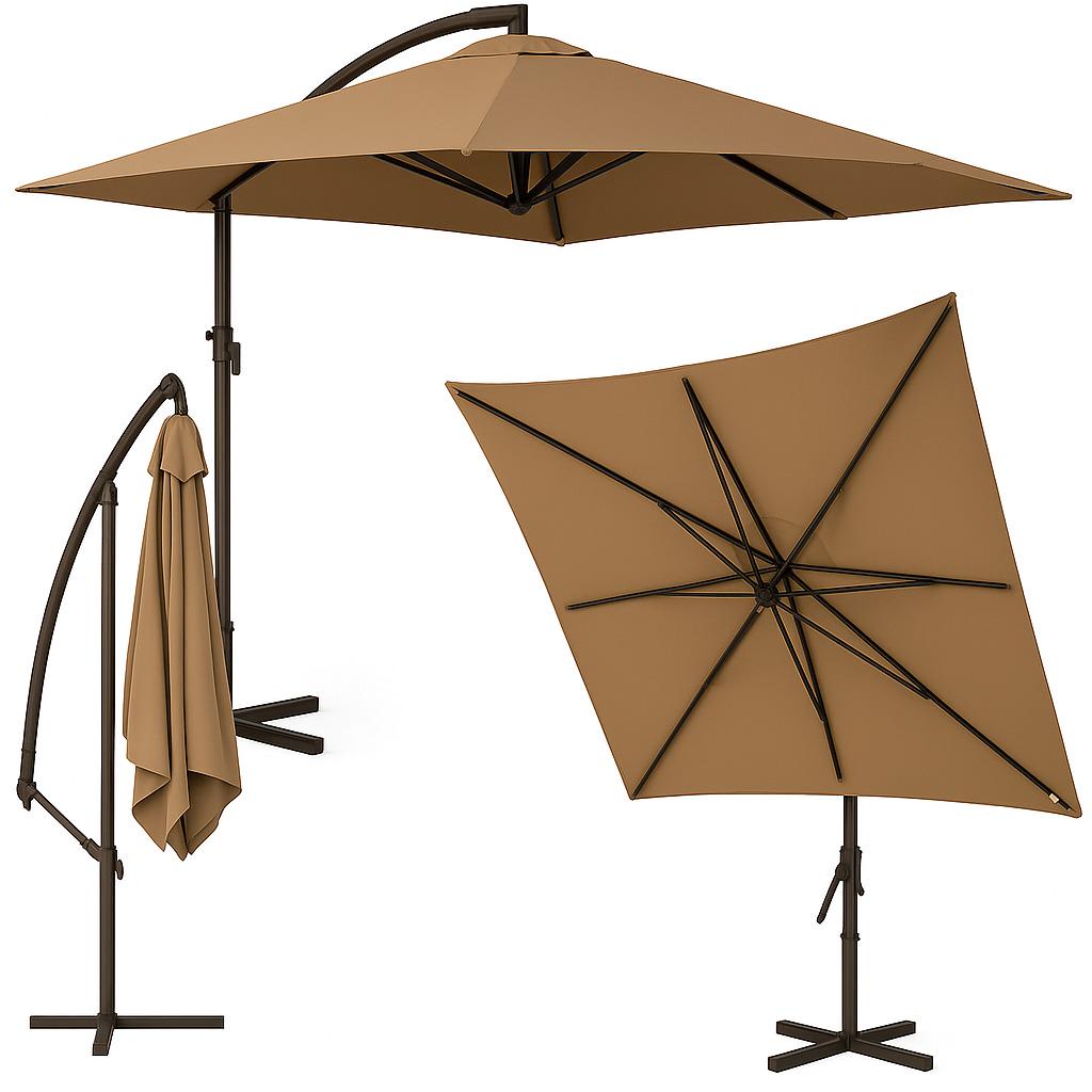 Зонтик садовый регулируемый WCG с чехлом/наклоном 2,5x2,5 м Коричневый - фото 3 Зонтик садовый регулируемый WCG с чехлом/наклоном 2,5x2,5 м Коричневый - фото 3