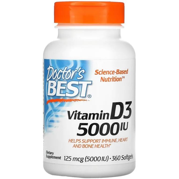 Витамин Д3 Doctor's Best Vitamin D3 холекальциферол 125 мкг/5000 МЕ 360 гелевых капсул (1045754506)