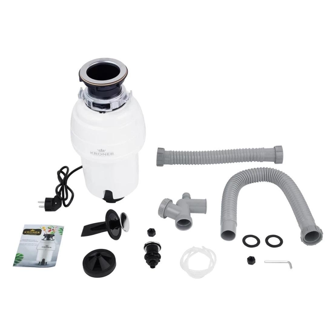 Измельчитель пищевых отходов Kroner KRP Kaiman WHI 550 Вт Белый (CV028299) - фото 6 Измельчитель пищевых отходов Kroner KRP Kaiman WHI 550 Вт Белый (CV028299) - фото 6