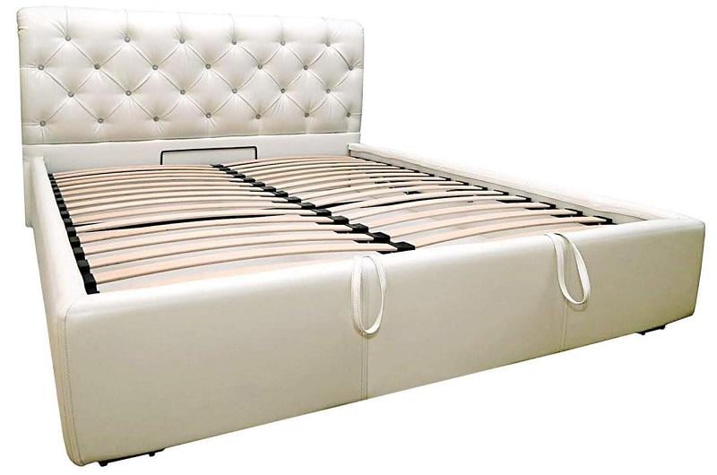 Ліжко двоспальне London Comfort Boom 01 з підйомним механізмом та нішою для білизни 160х200 см Білий