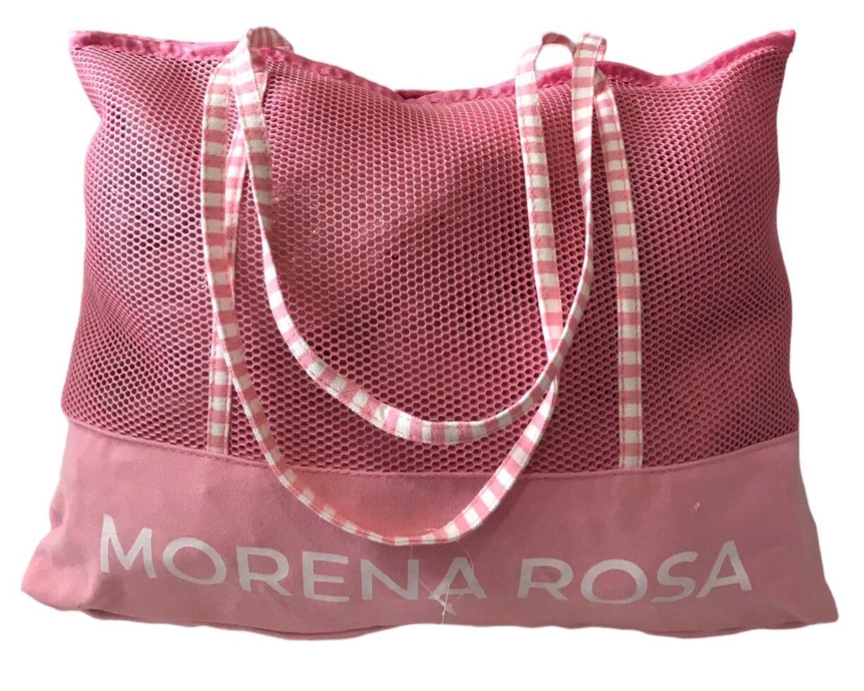 Сумка пляжна жіноча літня з тканини та сітки на блискавці Рожевий (HA320) - фото 2 Сумка пляжна жіноча літня з тканини та сітки на блискавці Рожевий (HA320) - фото 2