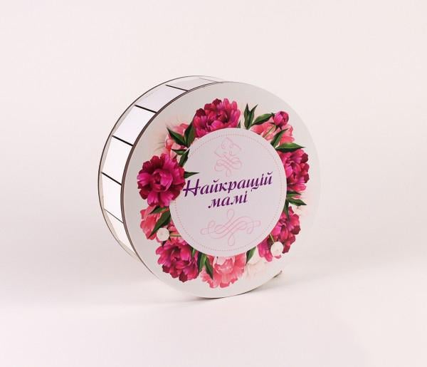 Коробка подарункова кругла "Найкращій мамі" піони маленька (3736)