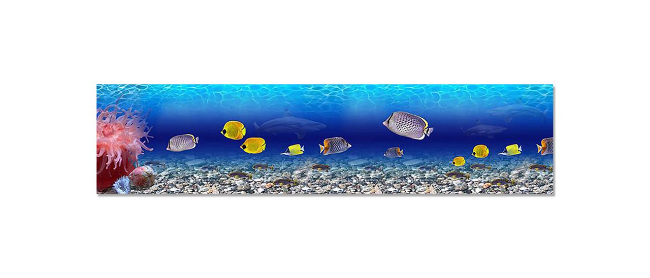 Кухонный фартук Аквариум/Желтые рыбки/Морское дно 60х250 см Синий