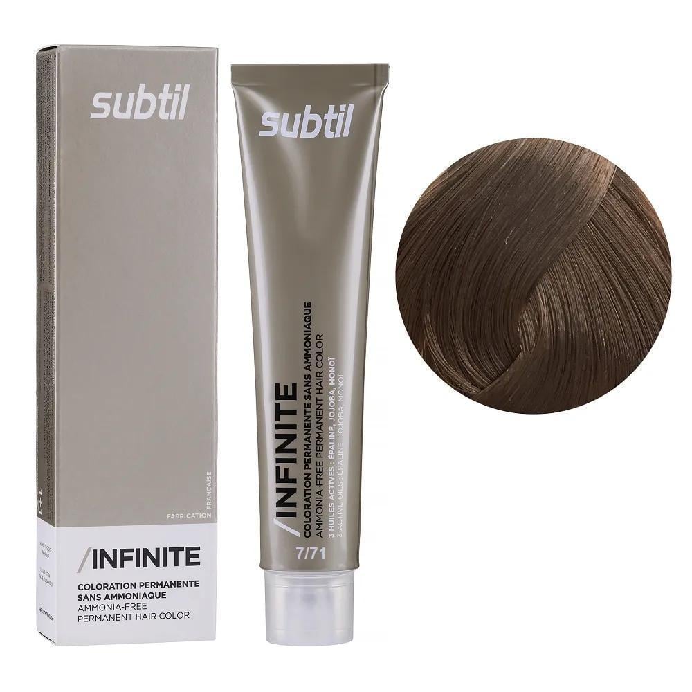 Крем-краска безаммиачная для волос Subtil Infinite Permanent Hair Color 7.71 Блондин каштановый пепельный 60 мл