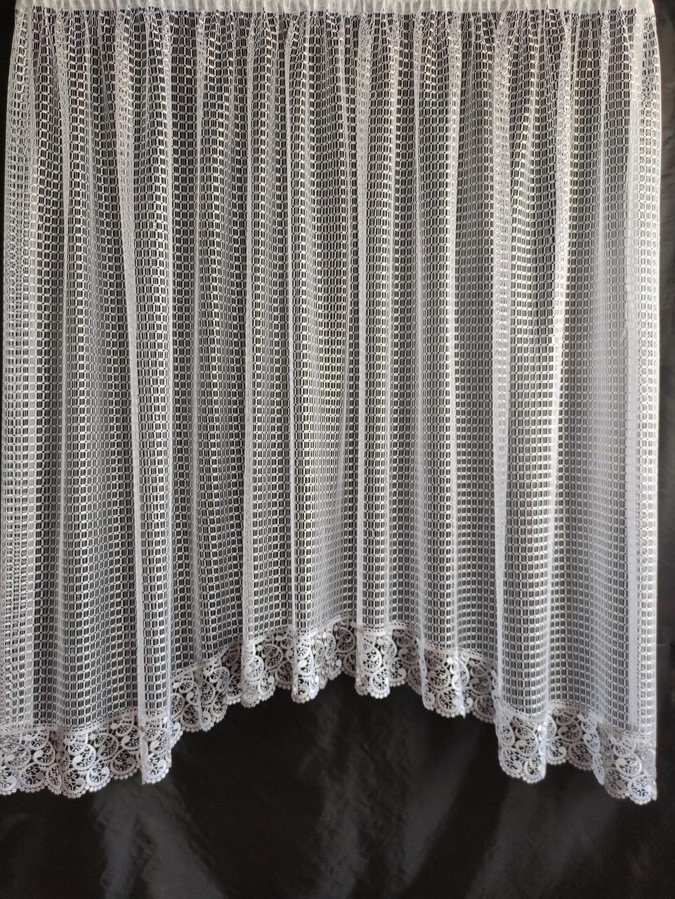 Тюль аркой с кружевом 280х160 см Белый/Серый (а10б-23)