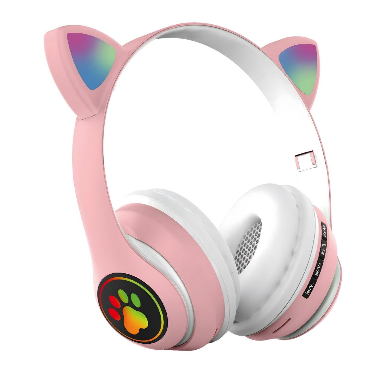 Навушники Cat STN-28 Bluetooth LED RGB з мікрофоном Рожевий