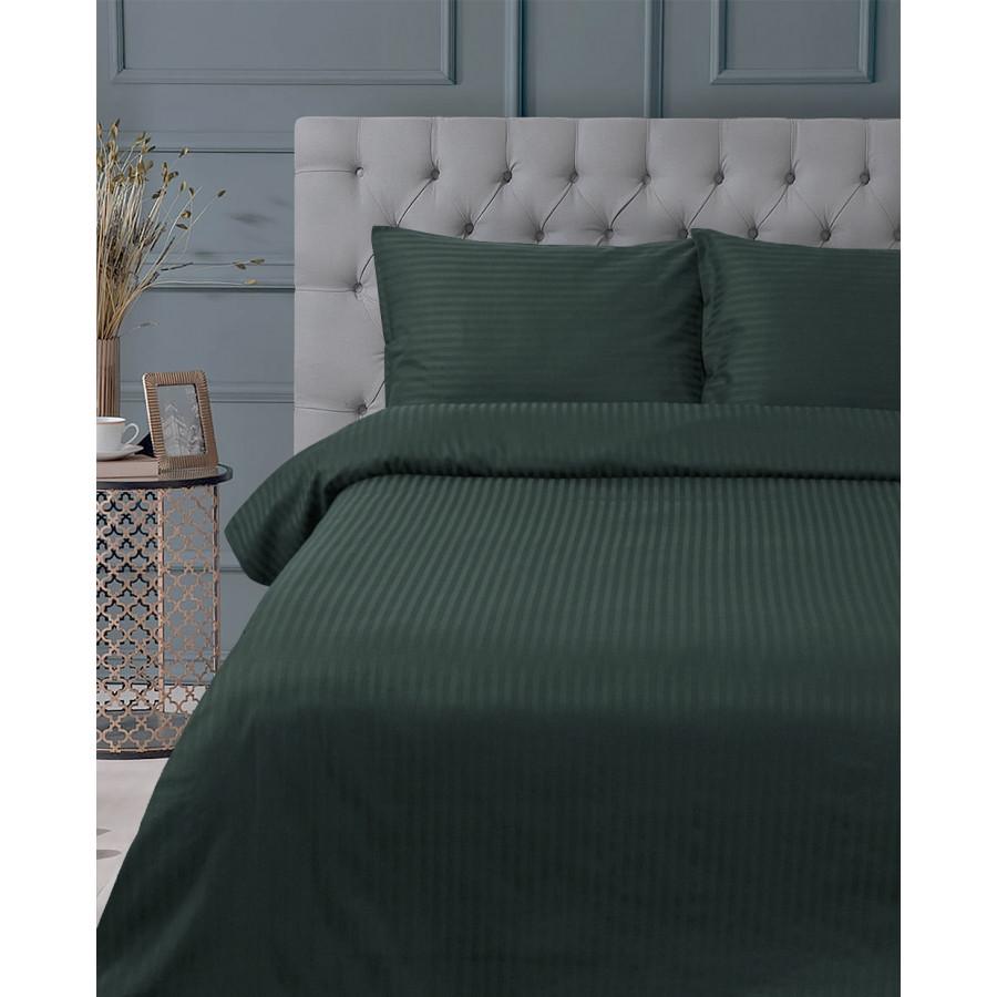 Комплект постільної білизни євро Lotus Готель Сатин Страйп Смарагд (svt-2000022258821)