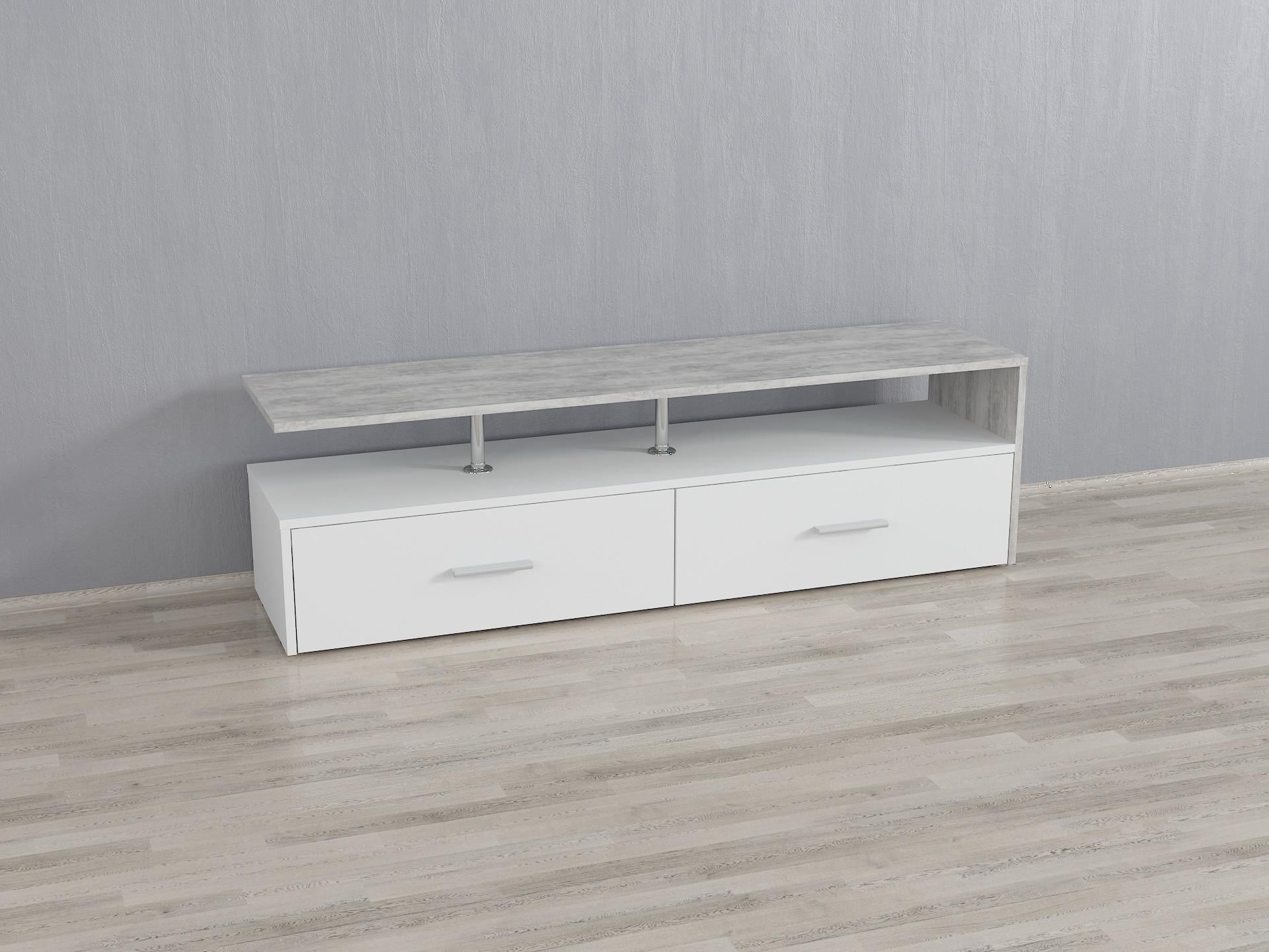 Тумба под телевизор Adela 1400x350x416 мм Бетон/Белый Тумба под телевизор Adela 1400x350x416 мм Бетон/Белый