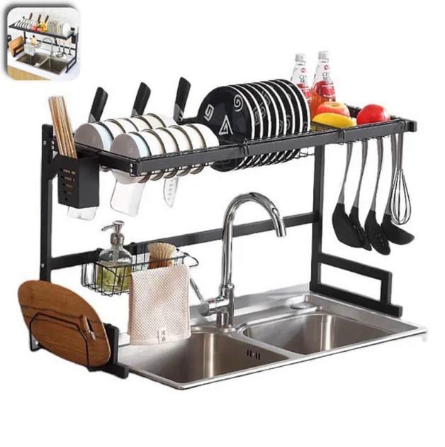 Сушарка кухонна для сушіння посуду над раковиною Kitchen Rack Чорний - фото 8 Сушарка кухонна для сушіння посуду над раковиною Kitchen Rack Чорний - фото 8