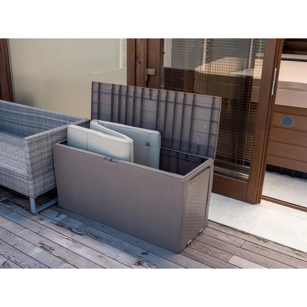 Ящик-скринька садова Keter Samoa Rattan Box 270 л Капучино (247468) - фото 7