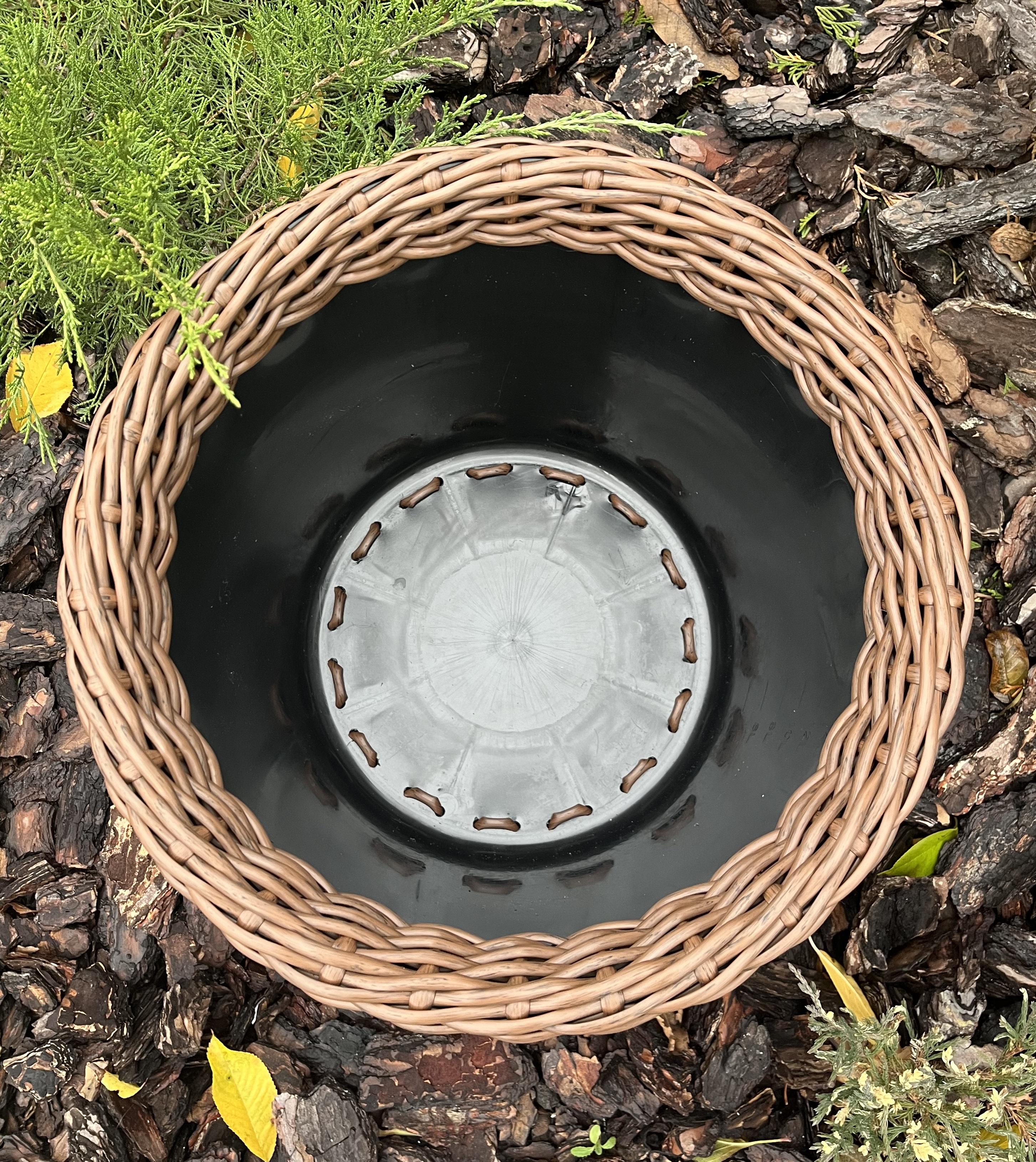 Кашпо для квітів зі штучного ротанга 20 л Темне дерево (27927829) - фото 4