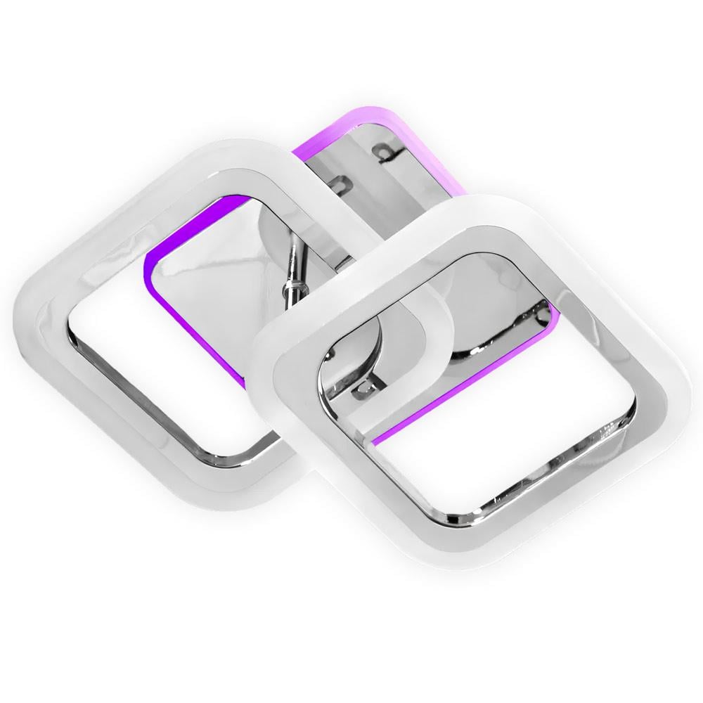 Люстра потолочная светодиодная с RGB подсветкой Light House SY-20629/2A CR/RGB 32W/24W 330х215х115 мм Хром