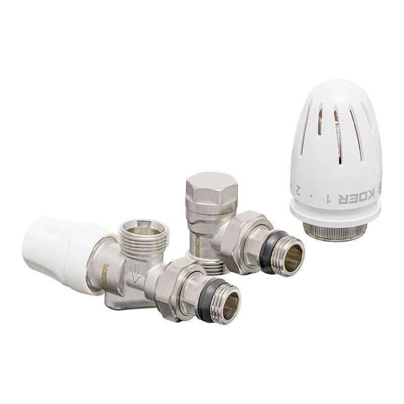 Комплект для подключения радиатора KOER SET-16 1/2"x3/4" осевой с термоголовкой ПН (KR3179)