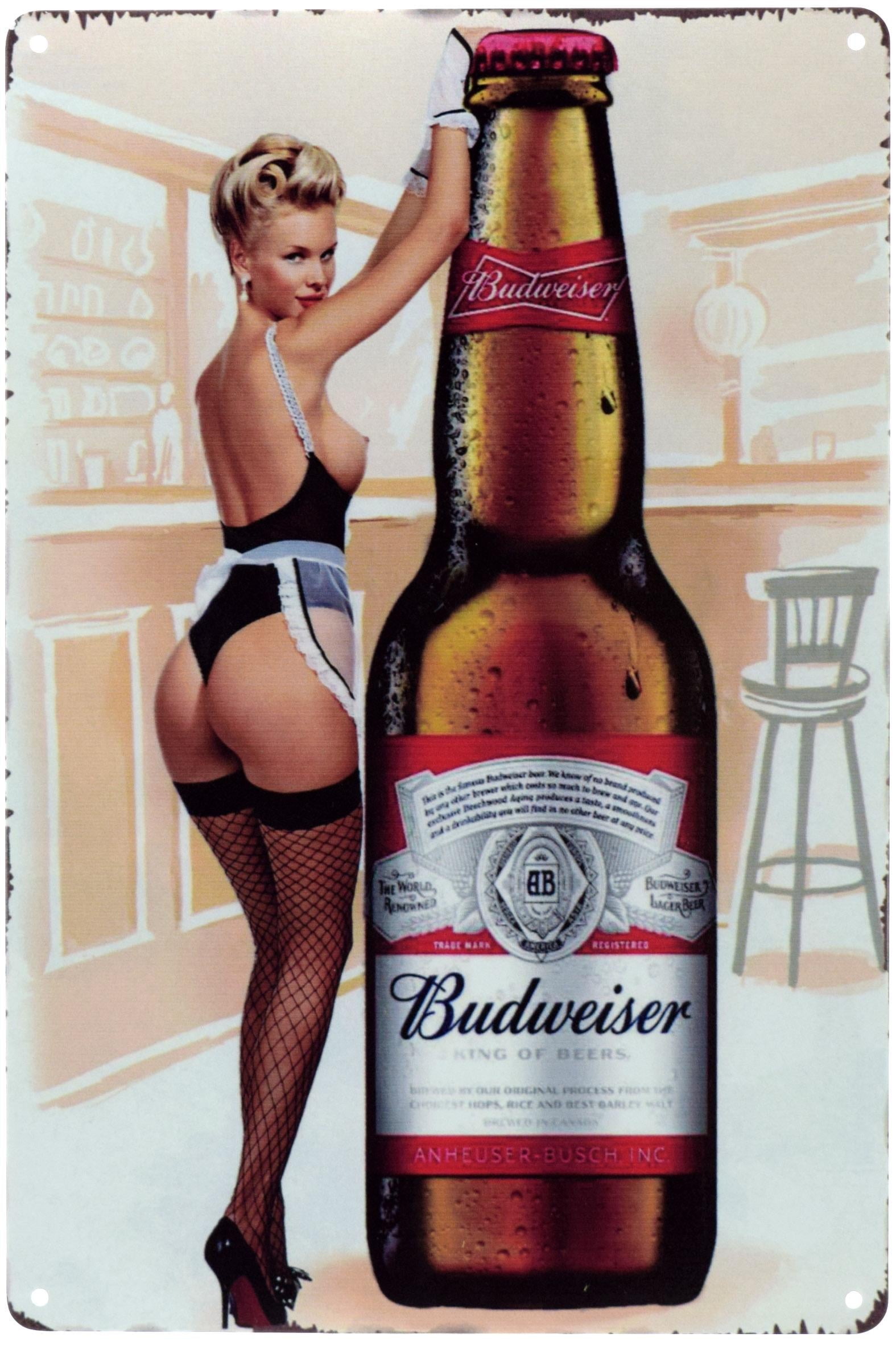 Табличка металлическая Budweiser Girl 20x30 см