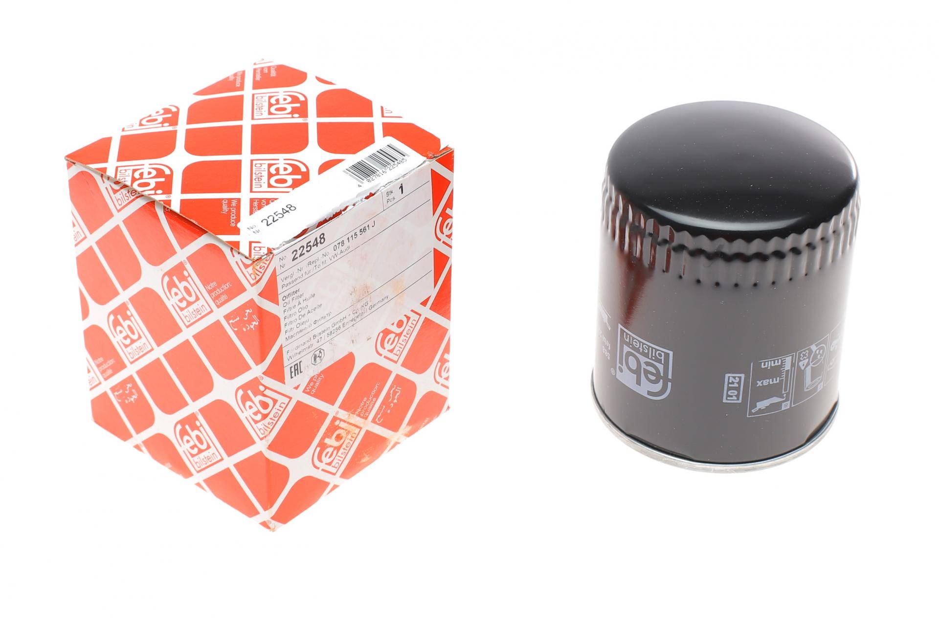Фильтр масляный FEBI BILSTEIN для VW Passat/Audi A4/A6/A8 2,4-3,0 91-05 h 114 мм (22548)