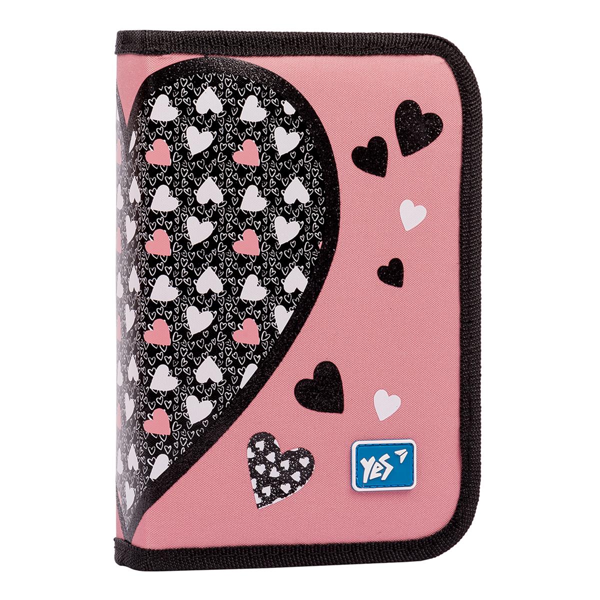 Пенал твердый YES HP-04 Be YOU одинарный с двумя клапанами Черно-розовый (533066)