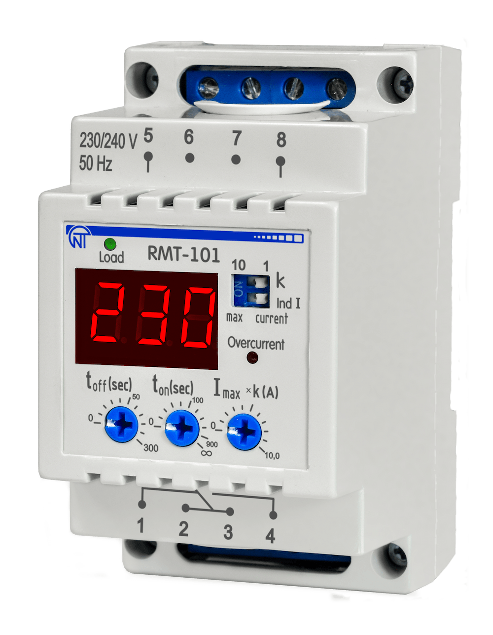 Реле максимального струму Новатек-Електро РМТ-101 однофазне 100А (NTRMT1010) Реле максимального струму Новатек-Електро РМТ-101 однофазне 100А (NTRMT1010)