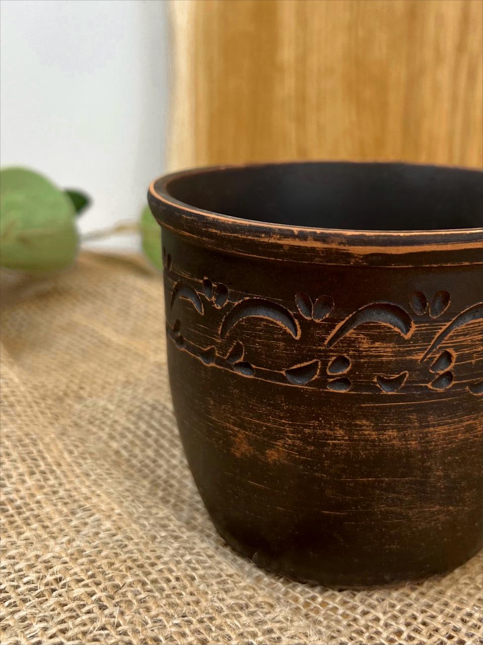 Чашка керамическая глиняная резная декор 0,4 л (3000-2) - фото 3