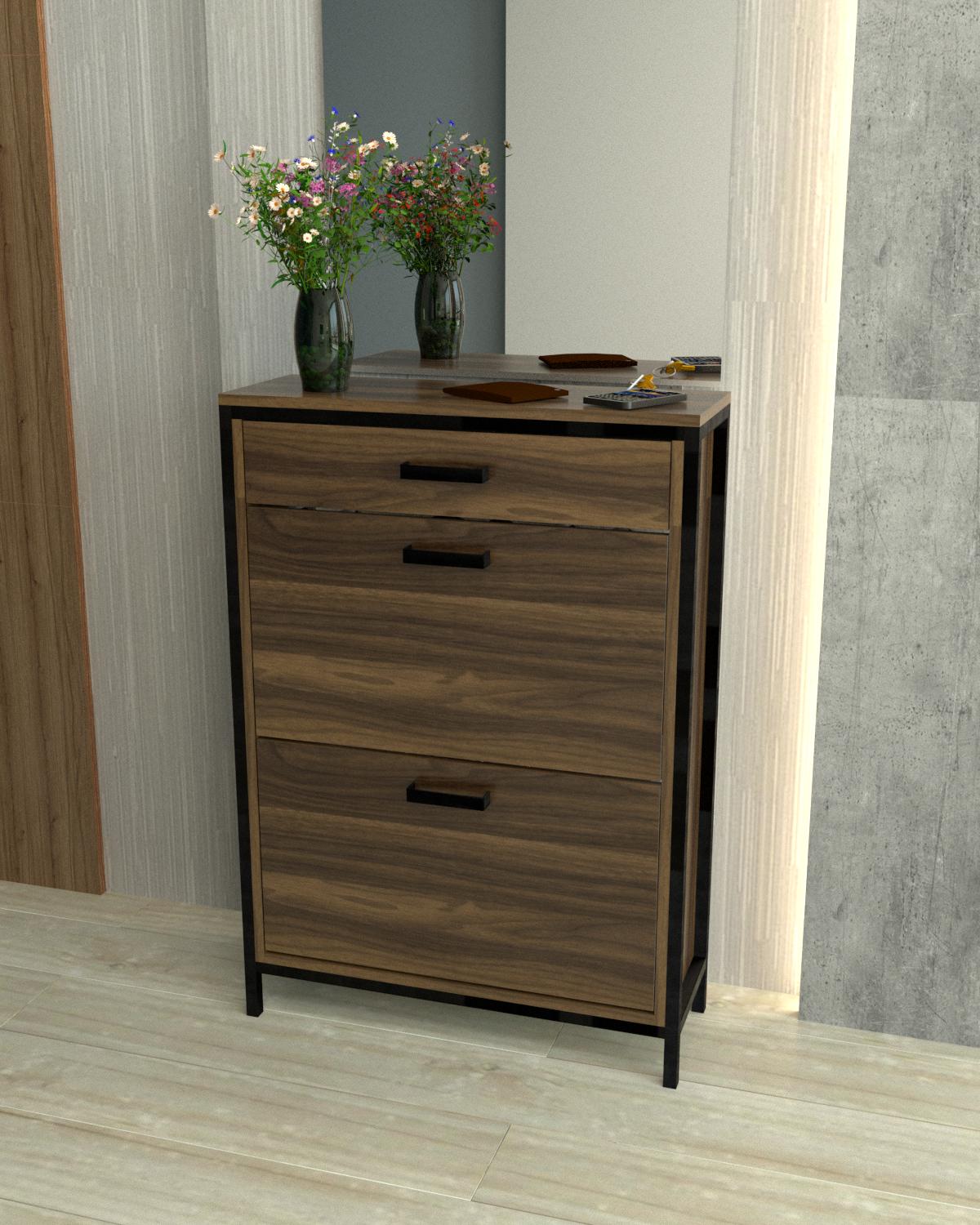 Тумба для обуви EcoLoft Далма DSP-1354-11 в стиле лофт Орех Модена (31917780) Тумба для обуви EcoLoft Далма DSP-1354-11 в стиле лофт Орех Модена (31917780)