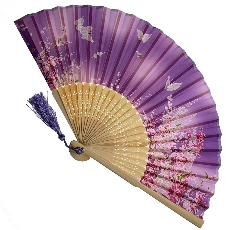 Віяло дерев'яне 21х37 см Лілове (C4641)