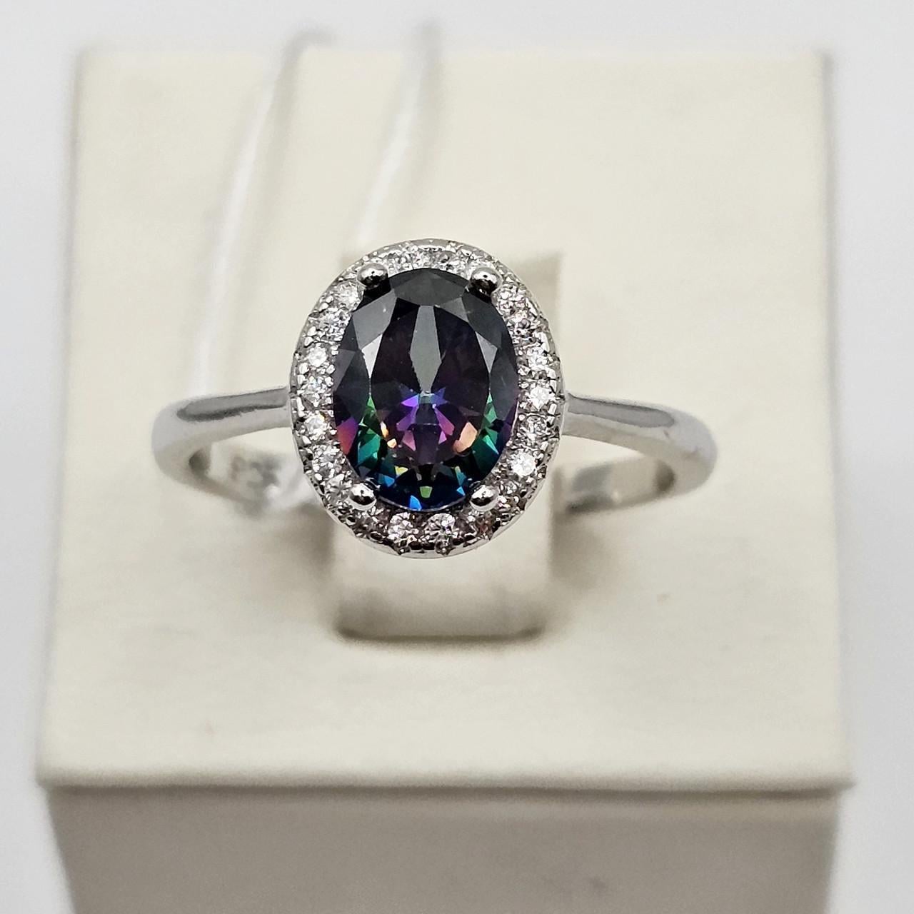 Кольцо серебряное с мистик кварцем и кубическим цирконием р. 17 2,85 г (2810617515)
