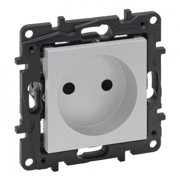 Розетка 220В Legrand 863319 Niloe Step 16A пластик без заземления Алюминий (11711694)
