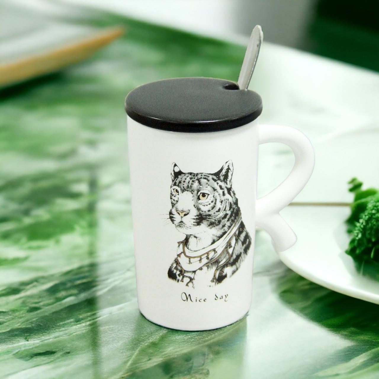 Чашка керамическая с крышкой и ложкой Английская сказка/Леопард 300 мл (21-леопа-8016-2-2) - фото 3 Чашка керамическая с крышкой и ложкой Английская сказка/Леопард 300 мл (21-леопа-8016-2-2) - фото 3