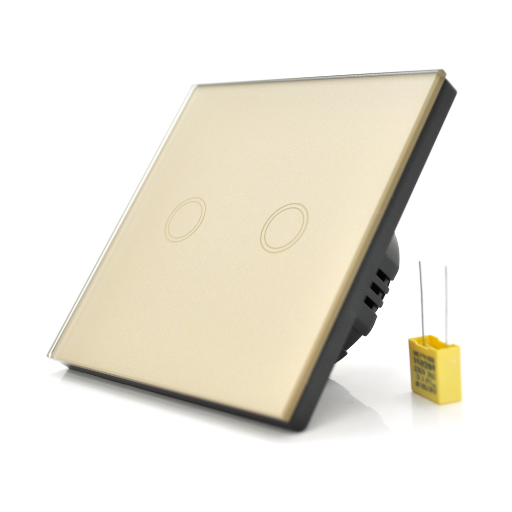 Выключатель сенсорный VOLTRONIC AOYAN двухканальный 86х86х35 мм Gold (25624778)