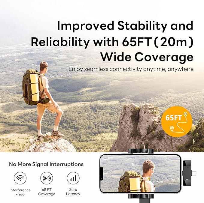 Микрофоны беспроводные Qhot Bluetooth (iOS&USB-C/2Mic M1) - фото 6