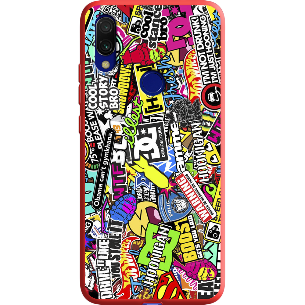 Чехол Boxface Xiaomi Redmi 7 Multicolored Inscriptions Красный силикон (36506-up880-37060)