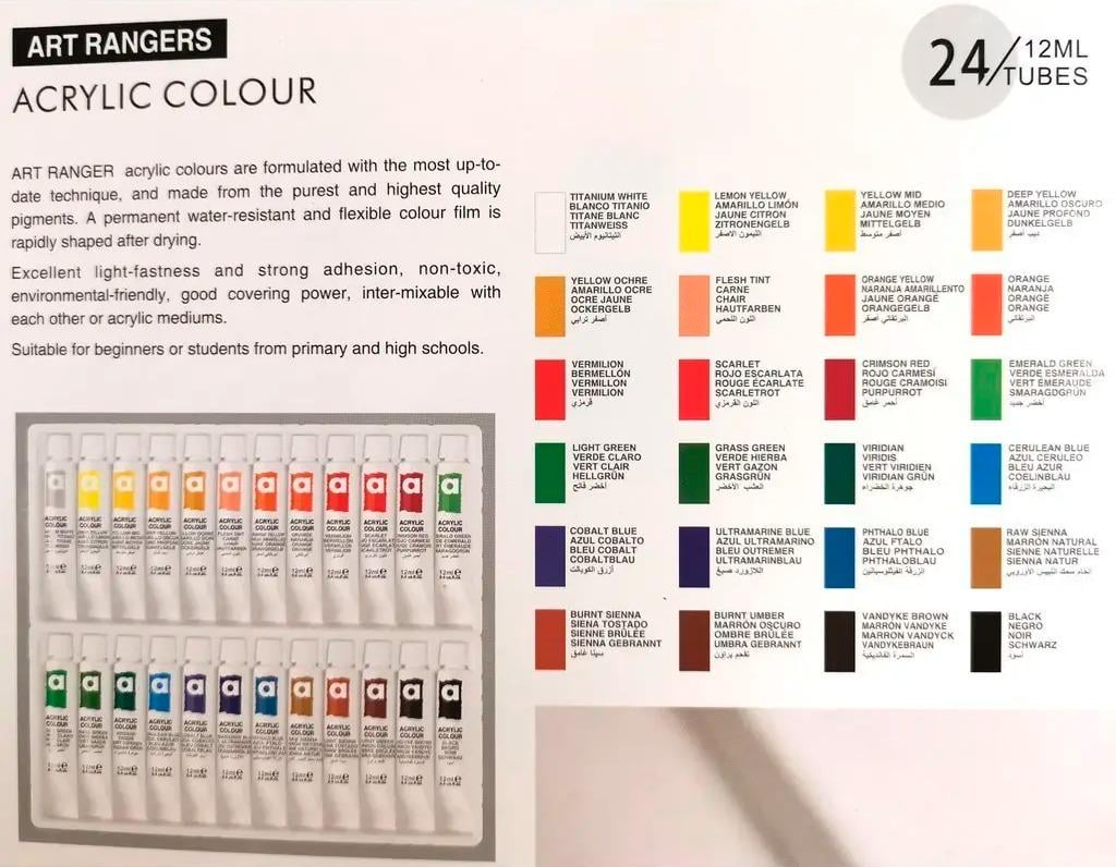 Фарби акрилові художні тюбики в коробці 24 кольори по 12 мл (37-112004) - фото 8 Фарби акрилові художні тюбики в коробці 24 кольори по 12 мл (37-112004) - фото 8