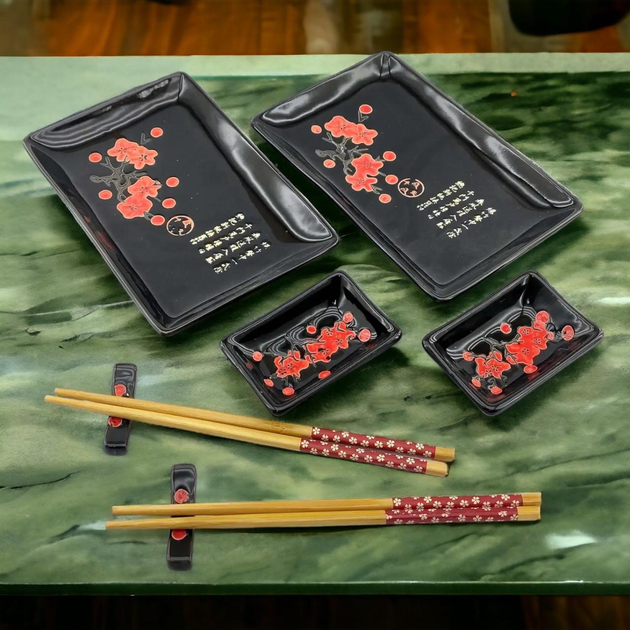 Набор посуды для суши 8в1 на 2 персоны 28х28,3х3,5 см Черный (07-34281A) - фото 5 Набор посуды для суши 8в1 на 2 персоны 28х28,3х3,5 см Черный (07-34281A) - фото 5