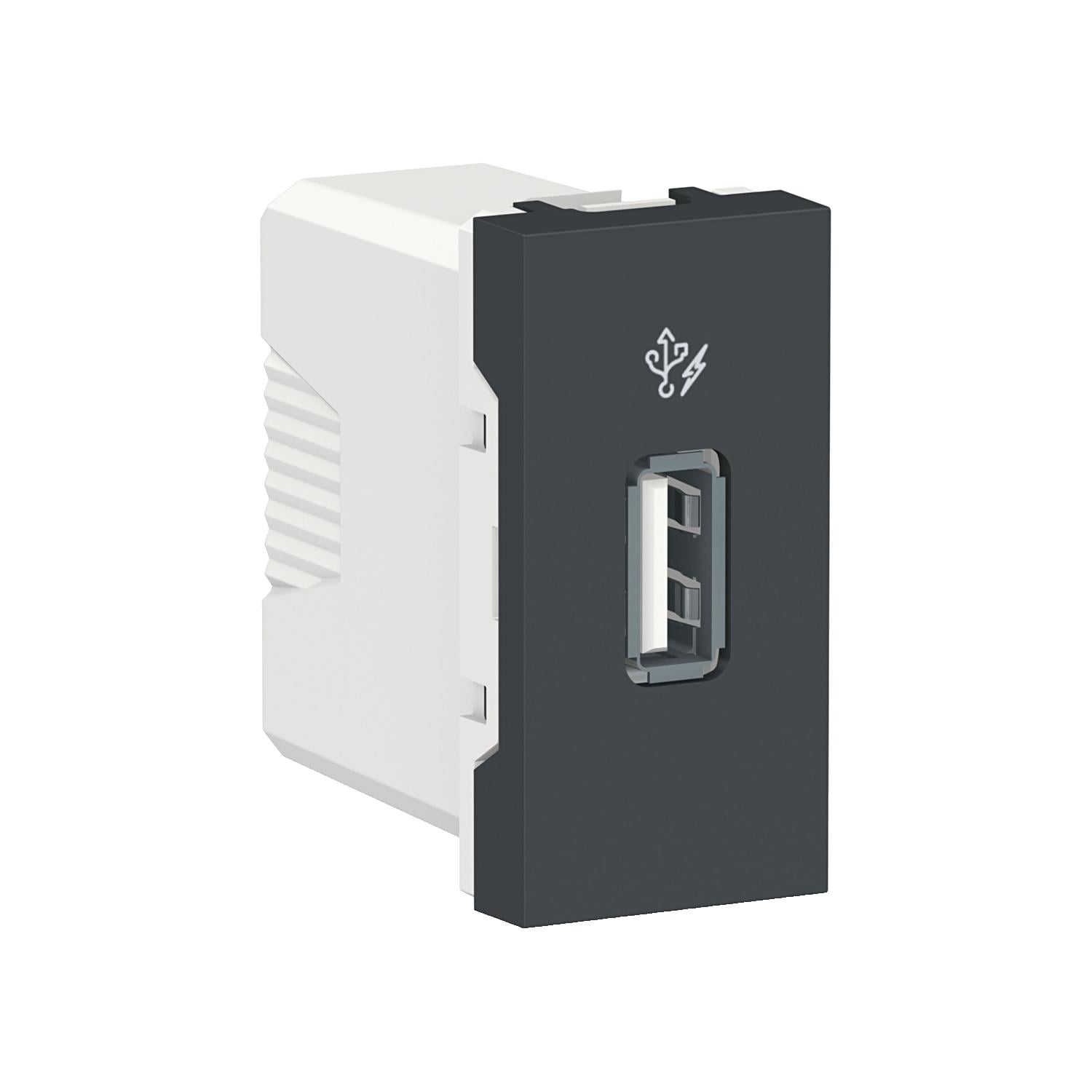 Розетка USB Schneider Electric Unica New USB 1 A 1 модуль Антрацитовый (NU342854)