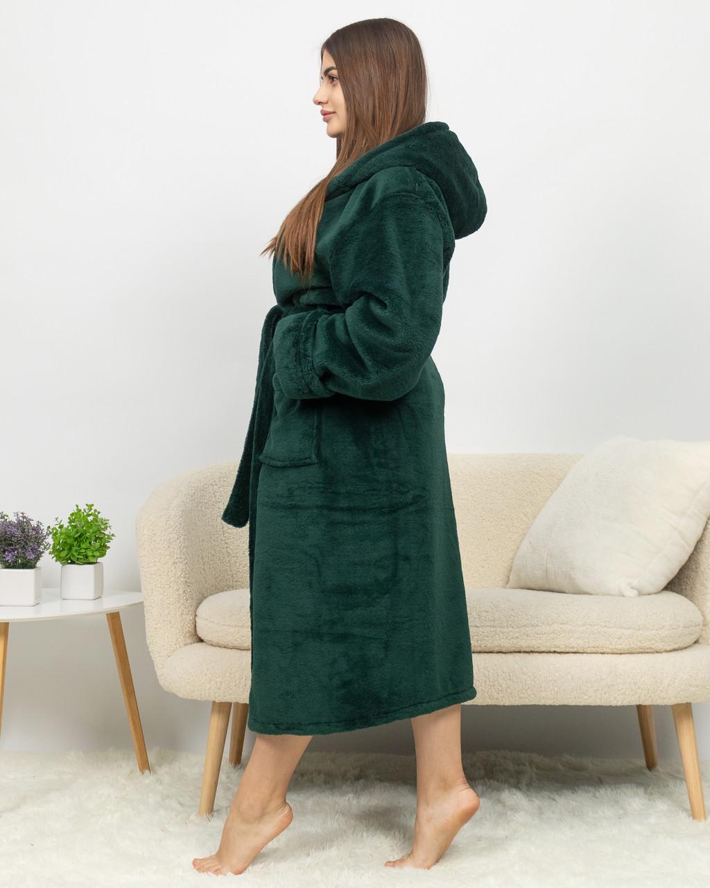 Халат женский махровый длинный Батал Изумрудный (2163797382) - фото 2