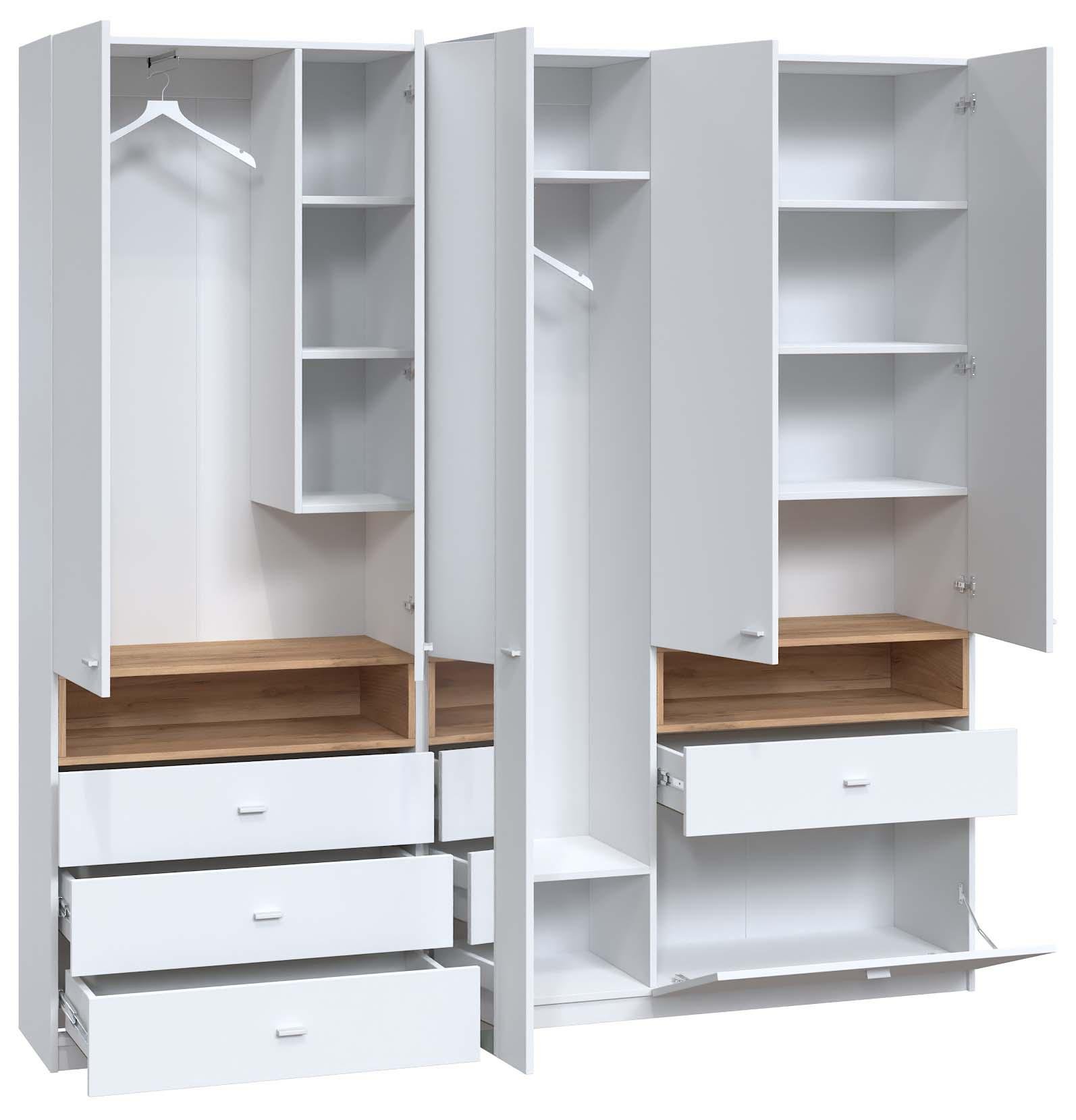 Шафа з дзеркалом розпашна Майстер Форм Тетріс 2118х376х2000 мм Німфея альба/Дуб крафт золотий (31231) - фото 2 Шафа з дзеркалом розпашна Майстер Форм Тетріс 2118х376х2000 мм Німфея альба/Дуб крафт золотий (31231) - фото 2