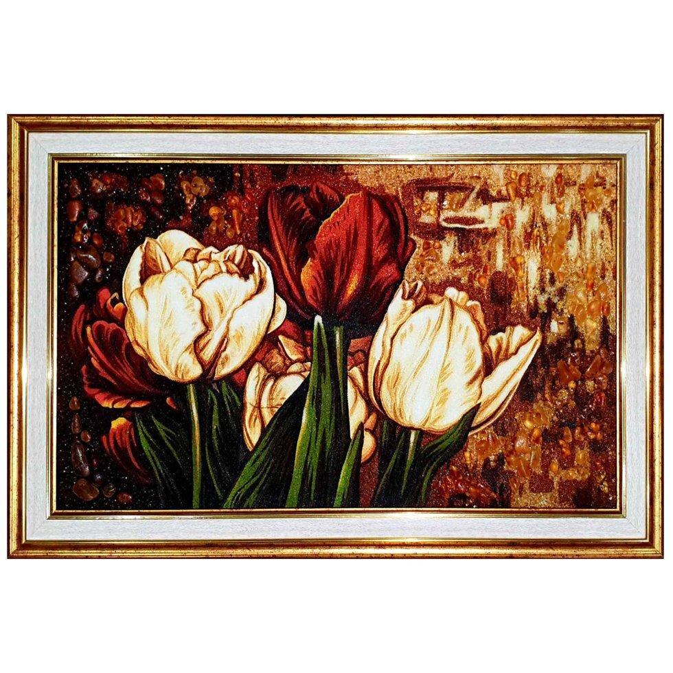 Картина Тюльпаны из янтаря 20х30 см (К0016-20х30)