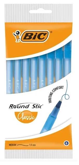 Письмова ручка BIC Round Stic Синій 8 шт. (2702893399)