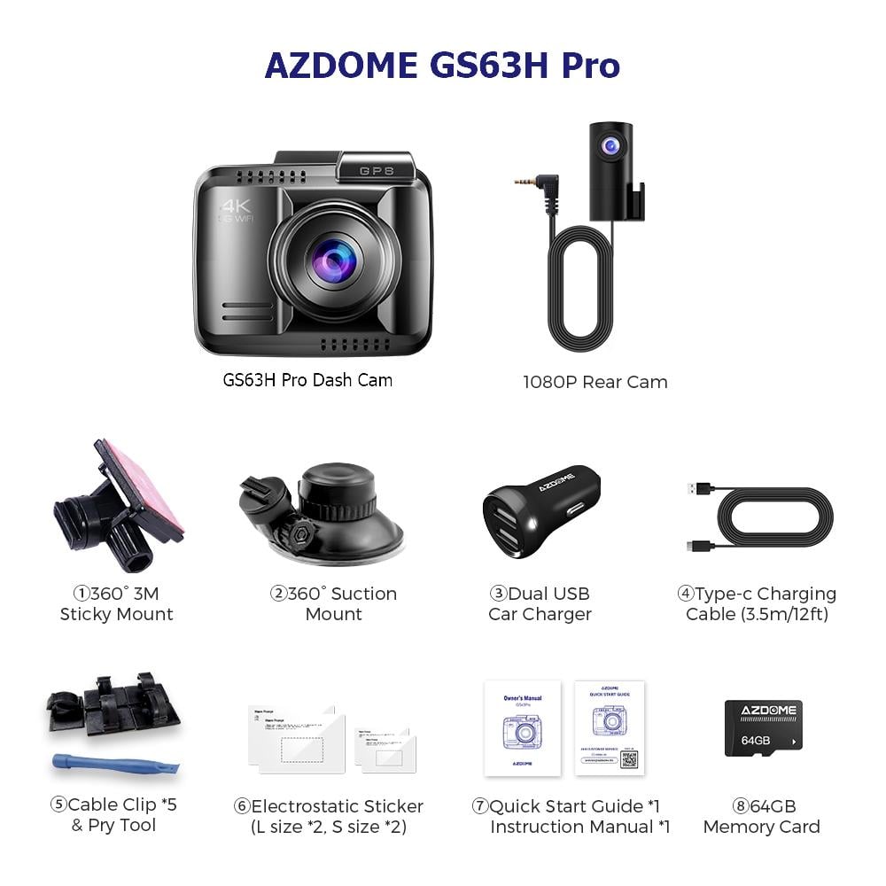 Відеореєстратор Azdome GS63H Pro з двома камерами - фото 4 Відеореєстратор Azdome GS63H Pro з двома камерами - фото 4